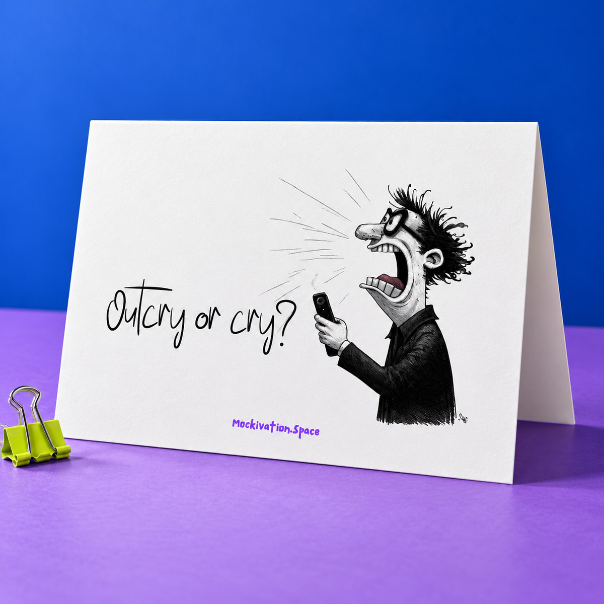 Original reverse artwork of the Phone Picks Your Mood card in the matching vibrant studio setting