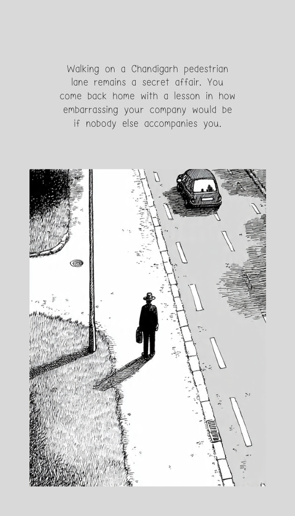 How walk-able Chandigarh pedestrian lanes are.
